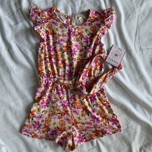 NWT Toddler btween Flower pattern jumpsuit & headband 4T